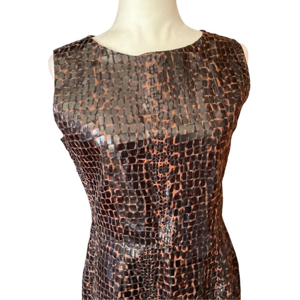 90s Faux Leather Dress Selene Sport Chocolate Brown SZ M - Picture 5 of 11